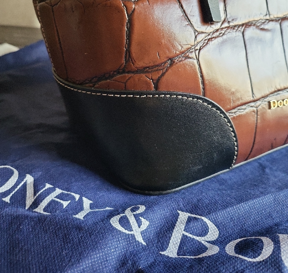Dooney & Bourke Croc-Embossed Cognac and Black Dover Tote - Picture 5 of 13